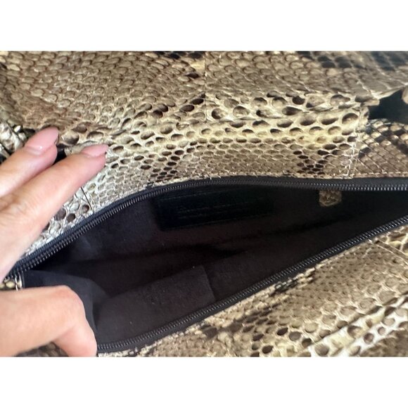EXOTIC LEATHER Python Snakeskin Satchel Shoulder Handbag - Picture 8 of 10